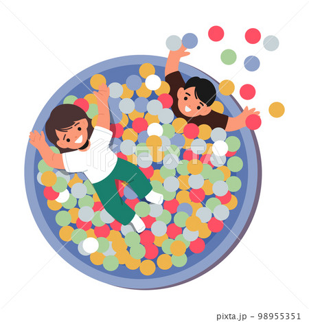 Children Playing, Smiling And Having Fun In Pool With Bright Colorful Balls In Playroom. Little Kids Characters Games Children Playing, Smiling And Having Fun In Pool With Bright Colorful Balls In Playroom. Little Kids Characters Games 98955351