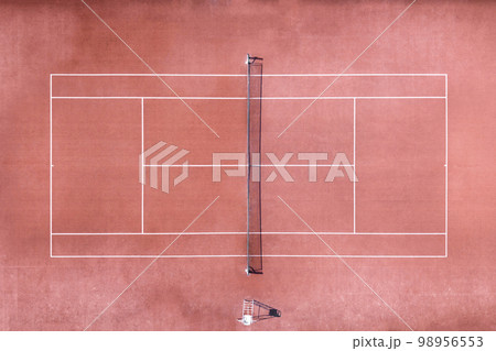 Clay tennis court from above Clay tennis court from above 98956553
