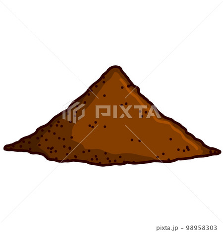 Pile of earth. Brown mound. Land and soil for farming. Flat cartoon isolated on white Pile of earth. Brown mound. Land and soil for farming. Flat cartoon isolated on white 98958303