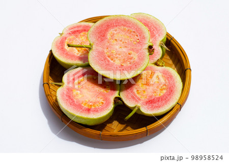 Fresh pink guava on white background. 98958524