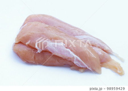 Raw chicken tenders on white background. 98959429