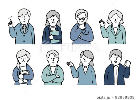 ビジネスパーソンのポジティブな表情セット　ブルー 98959909