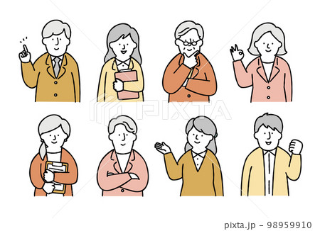 ビジネスパーソンのポジティブな表情セット　イエロー 98959910