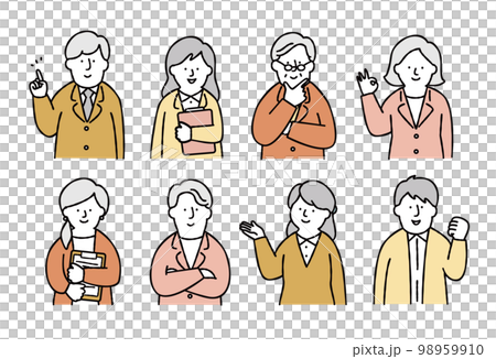 ビジネスパーソンのポジティブな表情セット　イエロー 98959910