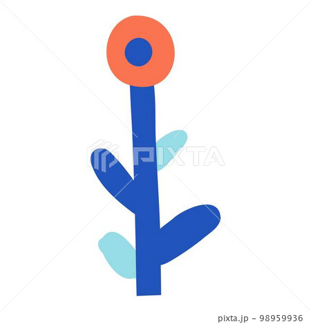 Modern blossomed flower. Abstract blooming floral plant and leaf. Fresh summer floristry, leaves. Nature design elements. Colored flat graphic vector illustrations isolated on white background Modern blossomed flower. Abstract blooming floral plant and leaf. Fresh summer floristry, leaves. Nature design elements. Colored flat graphic vector illustrations isolated on white background 98959936