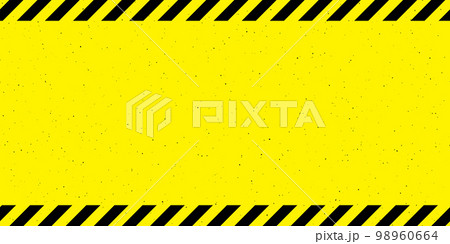 Textured caution tape frame background. Yellow and black diagonal stripes, square warning wallpaper. Vector 98960664