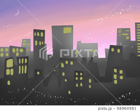 風景 イラスト 街 夜 夕 風景 イラスト 街 夜 夕 98960981