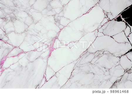 White marble with pink veins surface abstract background. Decorative acrylic paint pouring rock marble texture. Horizontal natural white and pink abstract pattern. 98961468