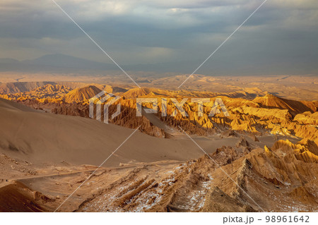 Moon Valley, Valle de la Luna dramatic landscape a Sunset, Atacama Desert, Chile 98961642