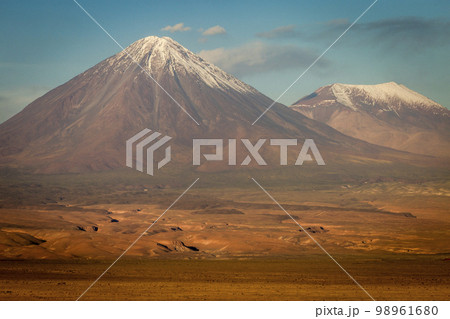 Licancabur and dramatic volcanic landscape at Sunset, Atacama Desert, Chile Licancabur and dramatic volcanic landscape at Sunset, Atacama Desert, Chile 98961680