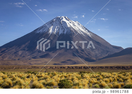 Licancabur and dramatic volcanic landscape at Sunset, Atacama Desert, Chile 98961788