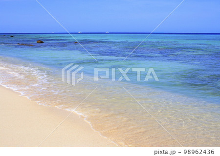 Secluded turquoise beach in Aruba, Caribbean Blue sea, Duth Antilles 98962436