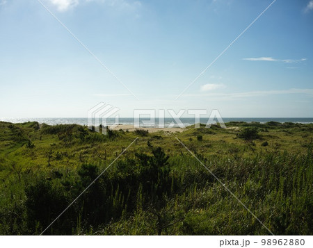 千葉　九十九里　海と空と波　砂浜 98962880