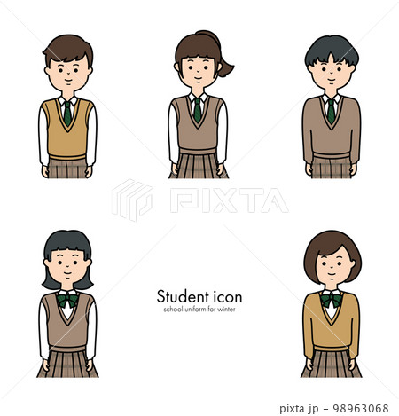 中学生・高校生アイコン　冬服 98963068