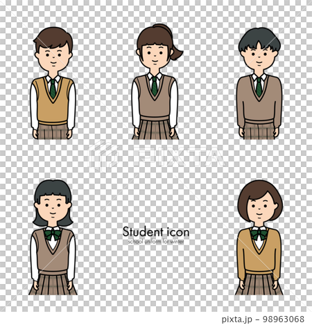 中学生・高校生アイコン　冬服 98963068