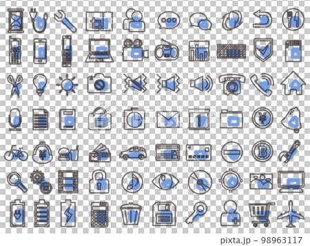 outline business icon set blue 98963117