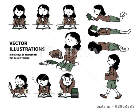 学生　勉強　制服　女子　ブレザー 98963535