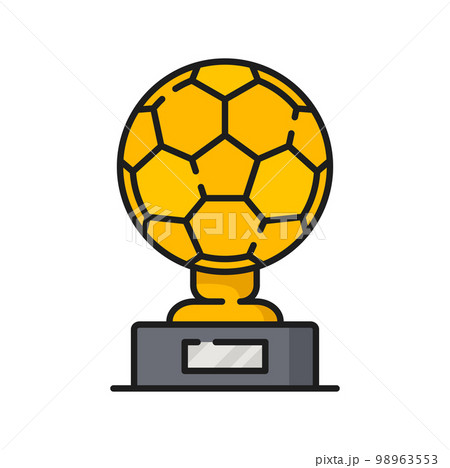Trophy cup on football or basketball sport game, goblet or award line icon. Vector golden prize in sport competition, ceremony award, triumph 98963553