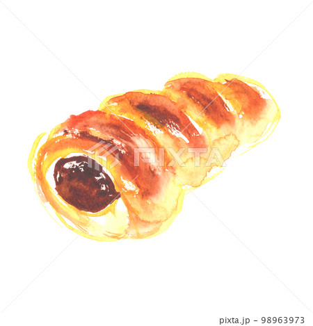 水彩で描いたチョココロネのイラスト 水彩で描いたチョココロネのイラスト 98963973