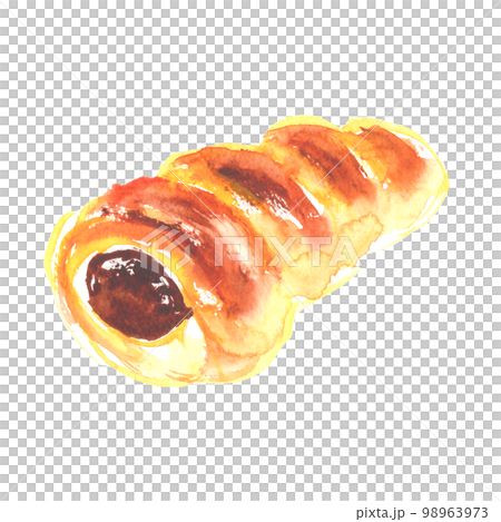 水彩で描いたチョココロネのイラスト 水彩で描いたチョココロネのイラスト 98963973