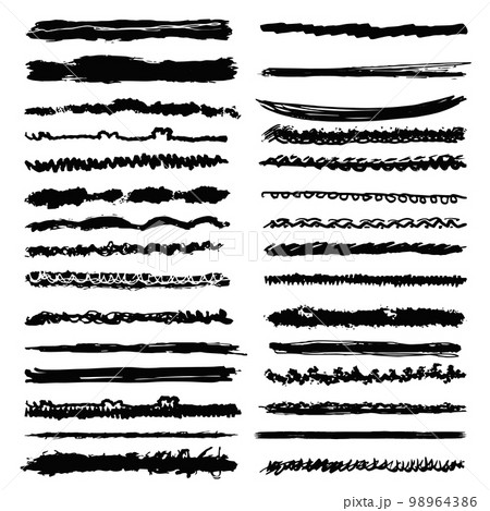 Collection of hand drawn lines, brush lines, brush strokes, underlines. 98964386