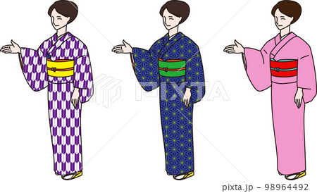 案内をする着物女性　全身　セット 98964492