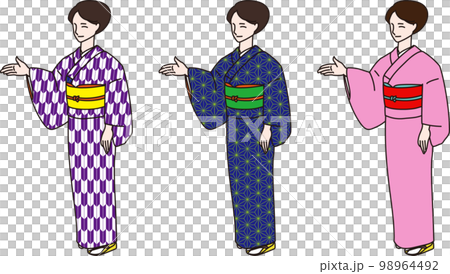 案内をする着物女性　全身　セット 98964492