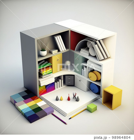 Closet with household utensils and items 98964804