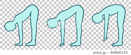 立位前屈、体が硬い、柔らかい、普通の人、種類、色 98966145