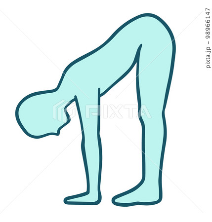 立位前屈、体が柔らかい人、シルエット 98966147