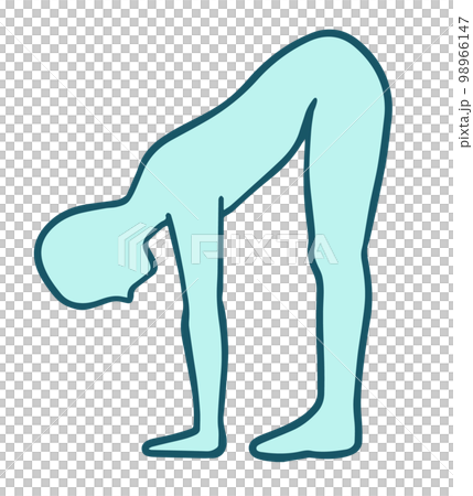 立位前屈、体が柔らかい人、シルエット 98966147