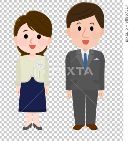 Illustration of a woman and a man in formal clothes 98967317