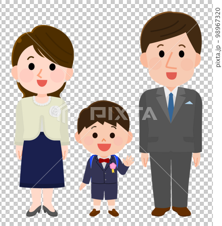 A smiling couple and a boy in formal clothes Illustration for entrance ceremony and graduation ceremony A smiling couple and a boy in formal clothes Illustration for entrance ceremony and graduation ceremony 98967320