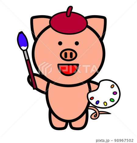 絵描きのブタのイラスト 98967502