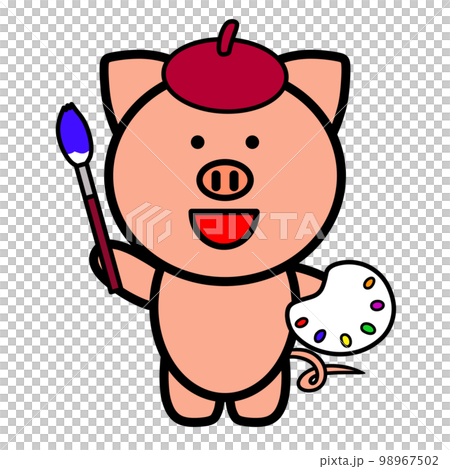 絵描きのブタのイラスト 98967502
