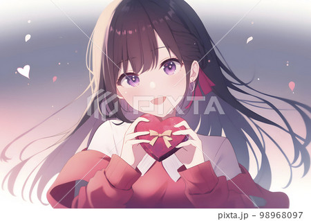 バレンタインデー 女性からチョコレートを渡す「AI生成画像」の