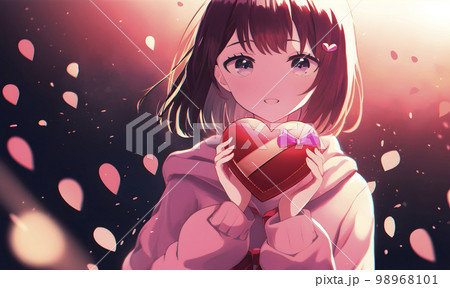 バレンタインデー 女性からチョコレートを渡す「AI生成画像」の