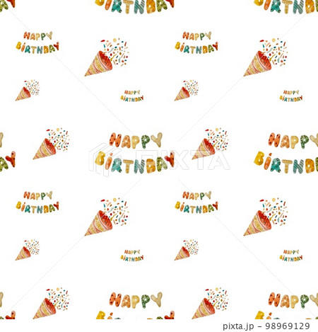 Happy birthday cute colorful pattern a watercolor 98969129