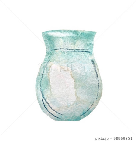 Vase glass blue cartoon a watercolor illustration Vase glass blue cartoon a watercolor illustration 98969351