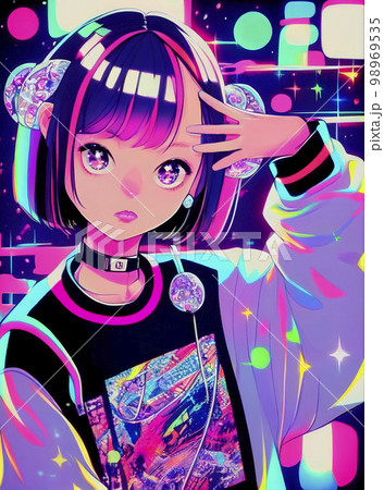 東京ネオン街　クールビューティー　ファッショナブルな女性「AI生成画像」 98969535
