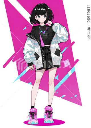 クールビューティー ファッショナブルな女性「AI生成画像」のイラスト