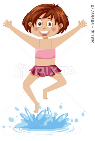 Summer girl jumping on splash water Summer girl jumping on splash water 98969770