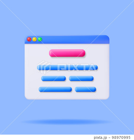 3D Browser Window with Web Page 3D Browser Window with Web Page 98970995