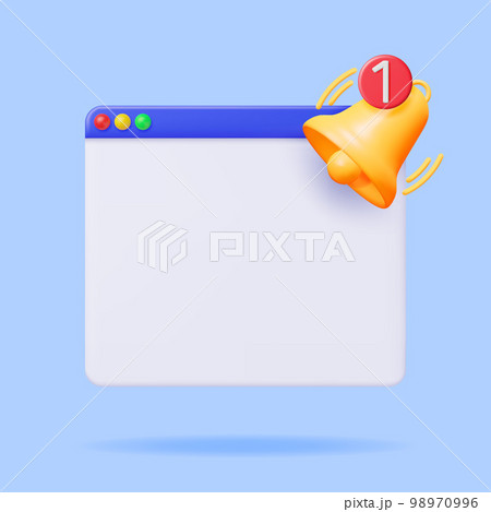3D Notification Popup with Bell Icon. 98970996