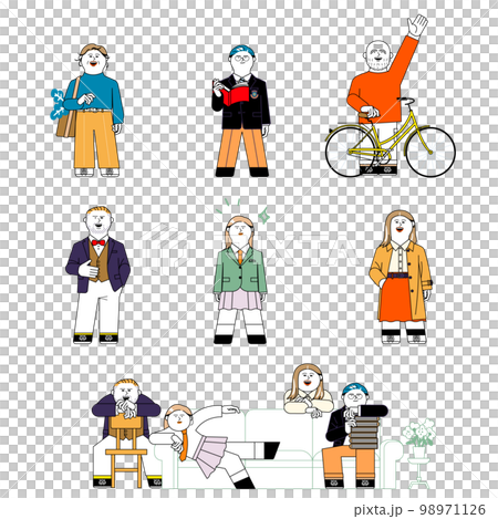 Junior high school student-senior illustration set _ smile 98971126