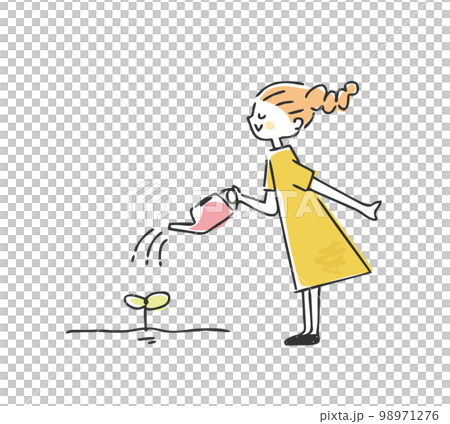 女孩澆水成長未來形象 女孩澆水成長未來形象 98971276