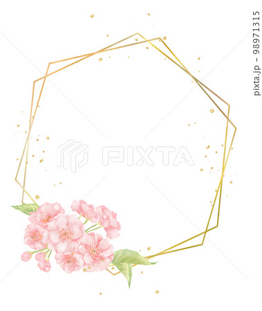 八重桜入り六角形フレーム 98971315