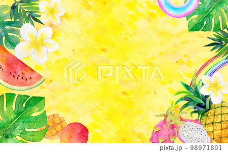 トロピカルな背景素材　水彩イラスト 98971801