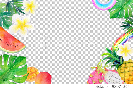 トロピカルな背景素材 水彩イラスト トロピカルな背景素材 水彩イラスト 98971804