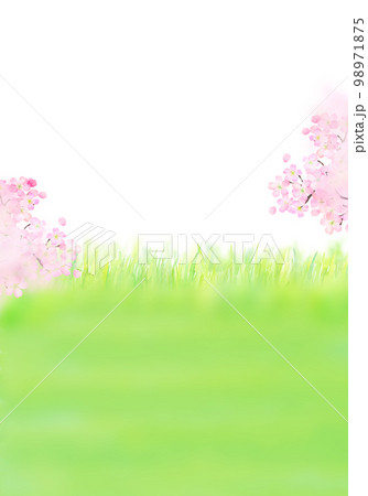 青空と桜と掲示板　水彩イラスト 98971875
